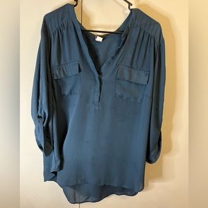 Blue 3/4 sleeve Harper Georgette Blouse